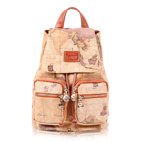 Mochila Retro Aventurera con Mapa Vintage