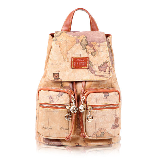 Mochila Retro Aventurera con Mapa Vintage