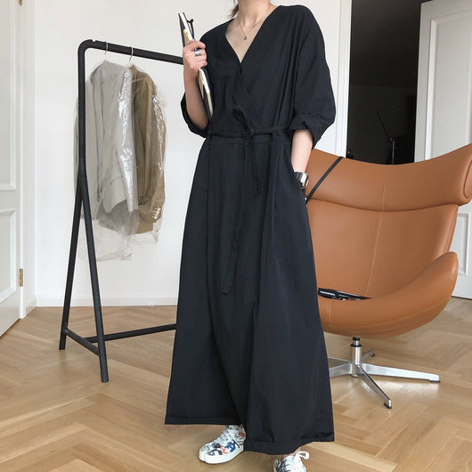 Jumpsuit Elegante de Cuello V Cintura Alta Piernas Anchas para Mujer - Image 2