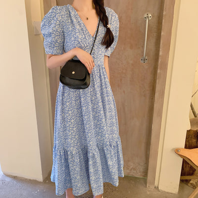 Vestido Floral de Gasa con Falda Amplia - Image 12