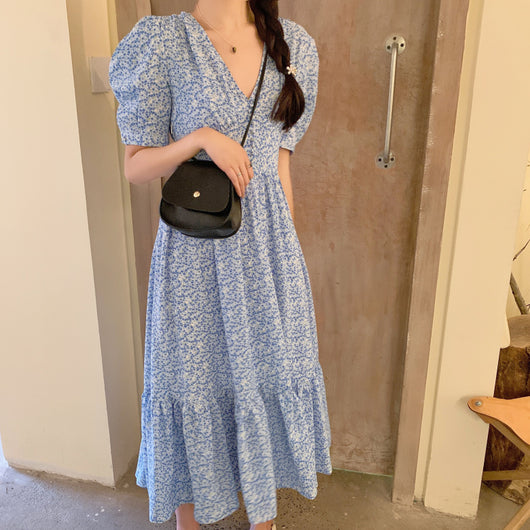 Vestido Floral de Gasa con Falda Amplia - Image 12