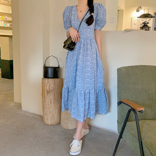 Vestido Floral de Gasa con Falda Amplia - Image 14