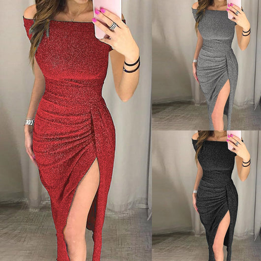 Vestido con Cuello Empacado a la Cadera, Manga Corta y Cristales Brillantes - Image 9