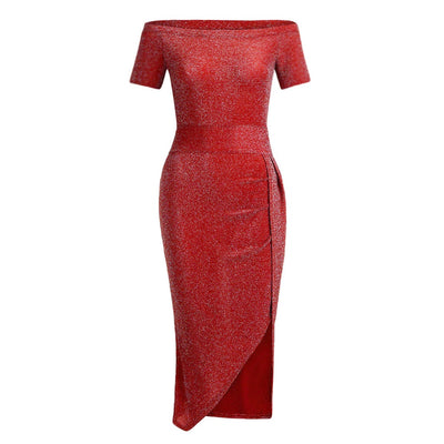 Vestido con Cuello Empacado a la Cadera, Manga Corta y Cristales Brillantes - Image 16