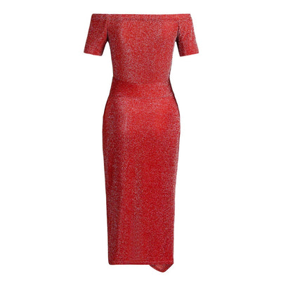 Vestido con Cuello Empacado a la Cadera, Manga Corta y Cristales Brillantes - Image 17