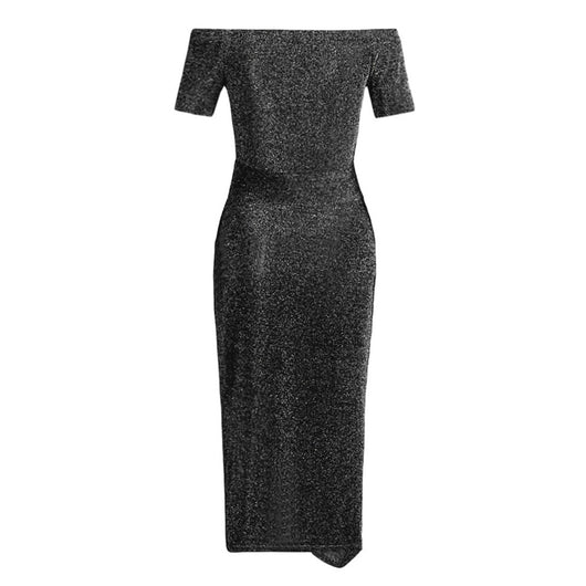 Vestido con Cuello Empacado a la Cadera, Manga Corta y Cristales Brillantes - Image 19