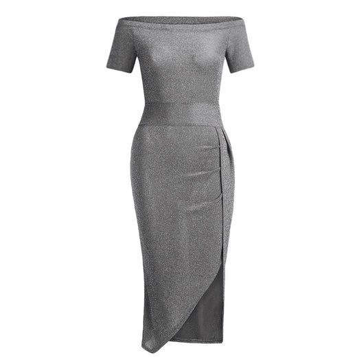 Vestido con Cuello Empacado a la Cadera, Manga Corta y Cristales Brillantes - Image 20