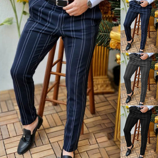 Pantalones Rectos a Rayas para Hombre