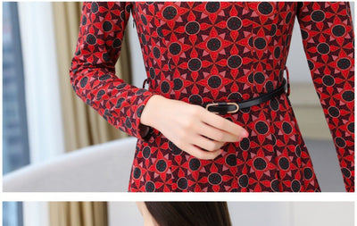 Vestido Elegante Estampado Cuello V Manga Larga Otoño Invierno - Image 17