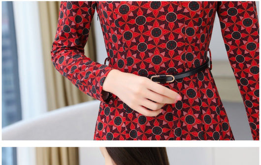 Vestido Elegante Estampado Cuello V Manga Larga Otoño Invierno - Image 17