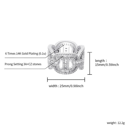 Anillo Hip-hop para Hombre con Circonita Electrochapada - Image 7