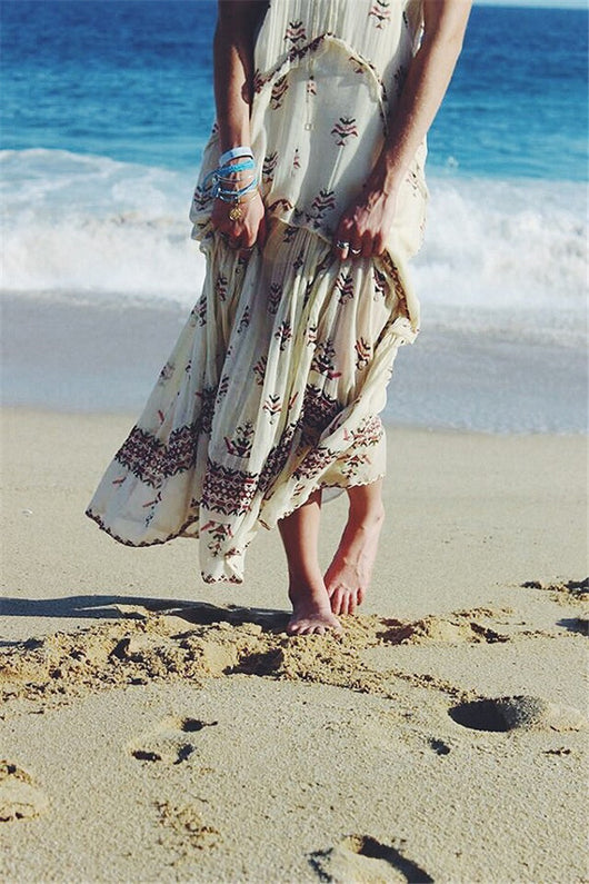 Vestido Bohemio Escote V Cintura Alta Holgado - Image 8