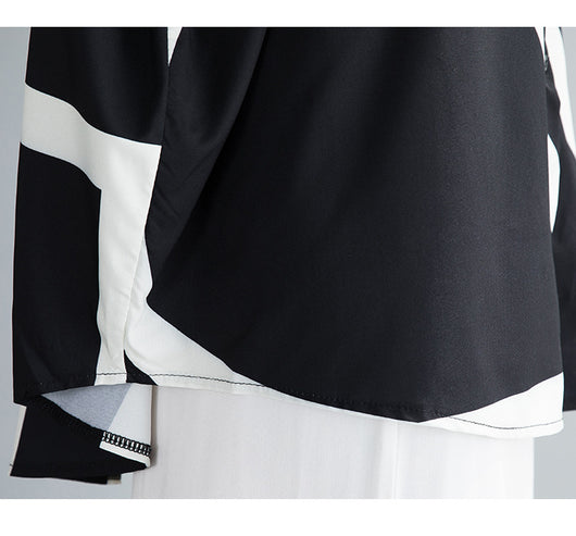 Camisa Suelta de Contraste Estilo Coreano Talla Grande Impresión Media Larga - Image 14