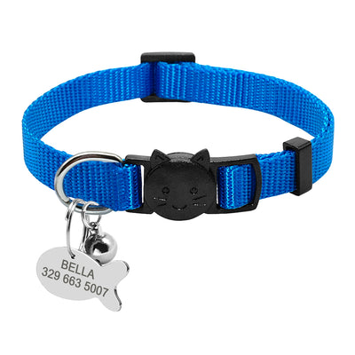 Collar de Seguridad Ajustable para Gatos con Cierre de Liberación Rápida y Placa de Identificación Personalizada - Image 4