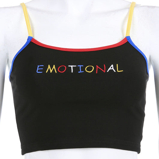 Blusa Deportiva Sexy con Bordado de Letras y Tirantes Ajustables - Estilo Urbano - Image 9