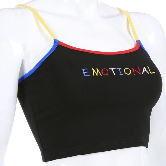 Blusa Deportiva Sexy con Bordado de Letras y Tirantes Ajustables - Estilo Urbano - Image 10