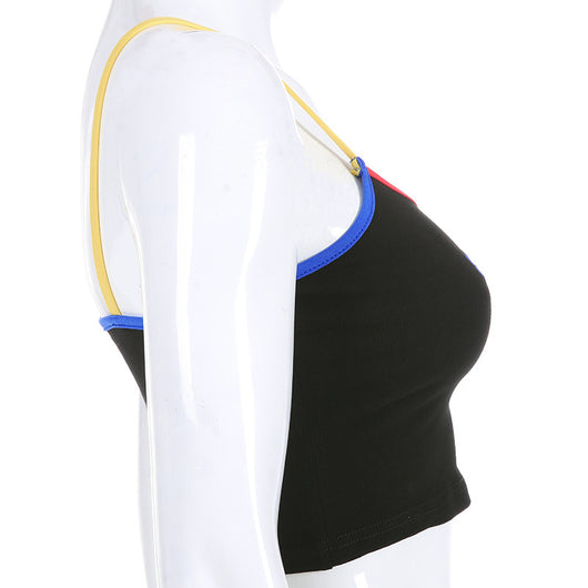 Blusa Deportiva Sexy con Bordado de Letras y Tirantes Ajustables - Estilo Urbano - Image 11