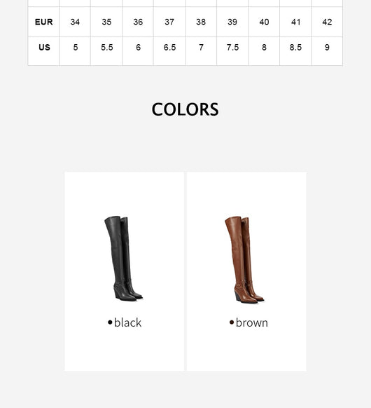 Botas de Cuero Elástico con Tacón Alto para Mujer - Image 7