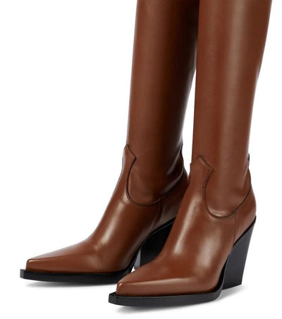 Botas de Cuero Elástico con Tacón Alto para Mujer - Image 13