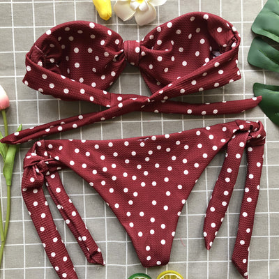 Bikini Estampado Lunares con Diseño Abierto Sexy - Image 25