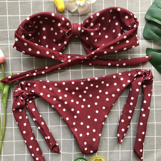 Bikini Estampado Lunares con Diseño Abierto Sexy - Image 25