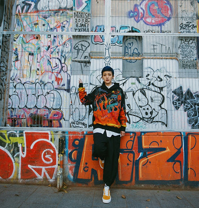 Sudadera Holgada con Capucha y Estampado Graffiti - Image 8
