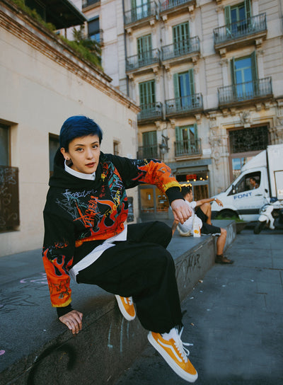 Sudadera Holgada con Capucha y Estampado Graffiti - Image 10