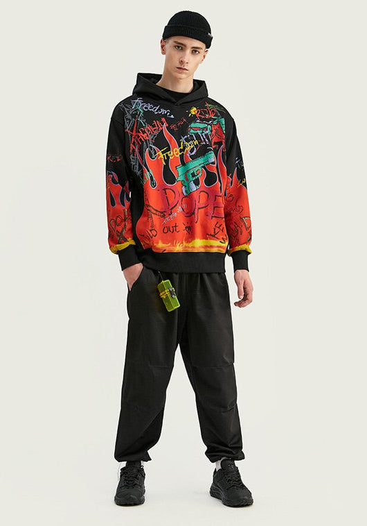 Sudadera Holgada con Capucha y Estampado Graffiti - Image 13