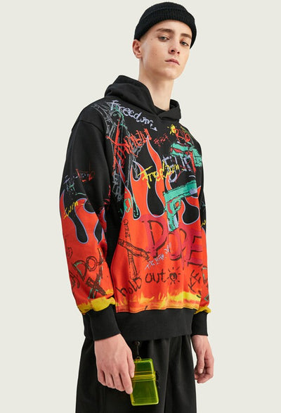 Sudadera Holgada con Capucha y Estampado Graffiti - Image 14