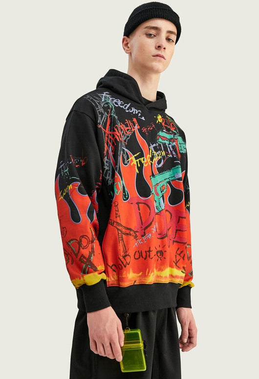 Sudadera Holgada con Capucha y Estampado Graffiti - Image 14