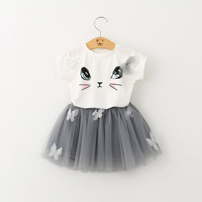 Conjunto Infantil Gato Adorable con Falda Abullonada y Detalles de Mariposa - Image 9