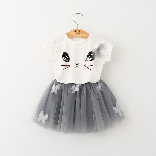 Conjunto Infantil Gato Adorable con Falda Abullonada y Detalles de Mariposa - Image 9