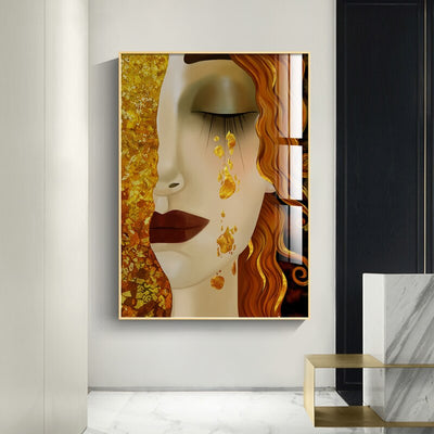 Cuadro Abstracto Lágrimas Doradas Mujer - Pintura Decorativa en Lienzo - Image 3