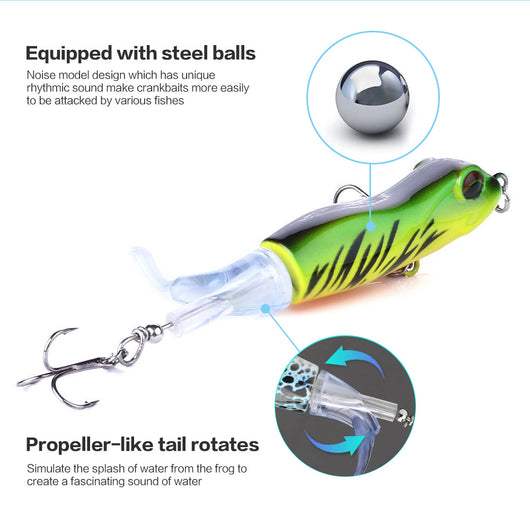 Rana Flotante Artificial 9cm con Hélice - Cebo Duro Premium para Pesca - Image 16