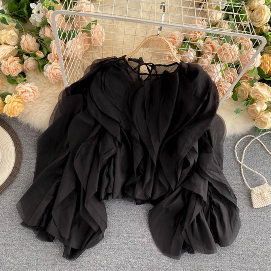 Blusa Elegante de Chifón con Volantes Superpuestos - Image 8