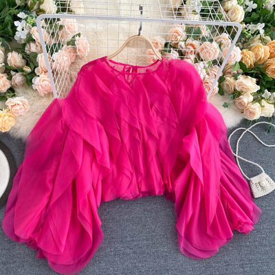 Blusa Elegante de Chifón con Volantes Superpuestos - Image 10