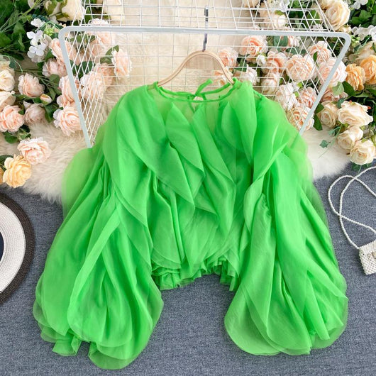 Blusa Elegante de Chifón con Volantes Superpuestos - Image 13