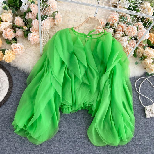 Blusa Elegante de Chifón con Volantes Superpuestos - Image 14