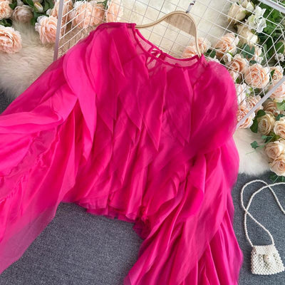 Blusa Elegante de Chifón con Volantes Superpuestos - Image 21