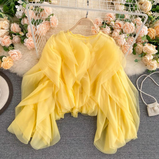 Blusa Elegante de Chifón con Volantes Superpuestos - Image 36