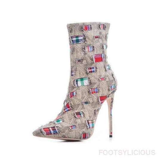 Botas de Tacón Alto en Denim - Estilo Europeo Americano Tallas Grandes para Mujer