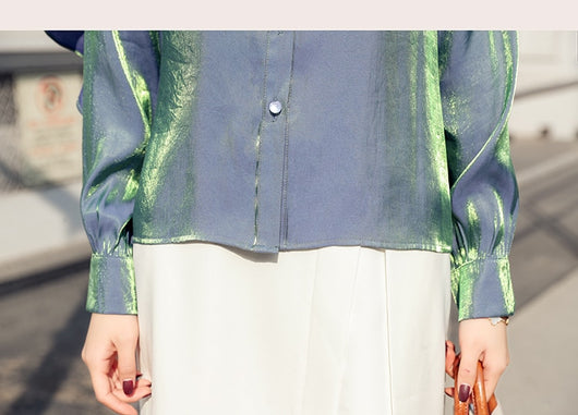Blusa Retro con Volantes Polarizados de Diseño Exclusivo para Mujer - Image 11