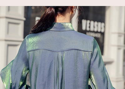Blusa Retro con Volantes Polarizados de Diseño Exclusivo para Mujer - Image 12