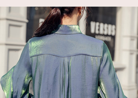 Blusa Retro con Volantes Polarizados de Diseño Exclusivo para Mujer - Image 12