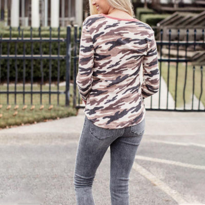 Blusa Estampado Leopardo Cuello V Manga Larga para Mujer - Image 11