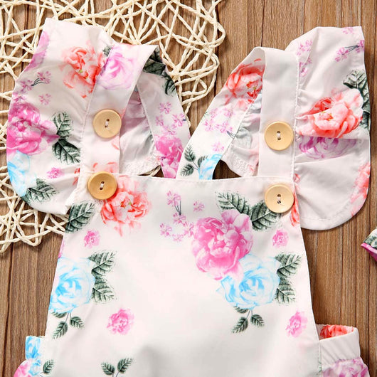 Conjunto Infantil Floral con Volantes - Vestido y Pantalón Dos Piezas para Niña - Image 8