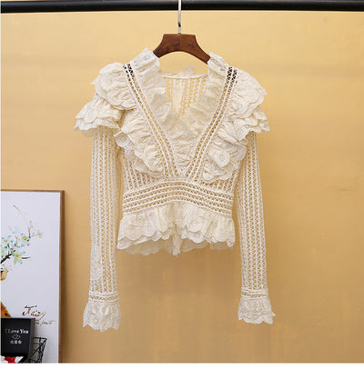 Blusa de Encaje Transparente - Pieza de Moda Versátil - Image 10