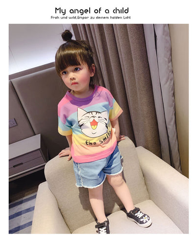 Camiseta Infantil Gato de Manga Corta N240 - Unisex - Image 22