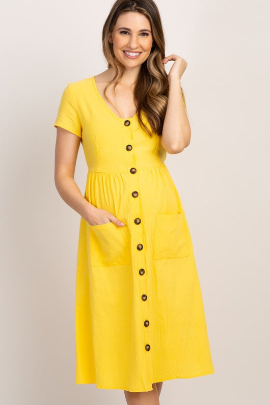 Vestido Largo Holgado Cuello Redondo Manga Corta Color Liso - Image 12