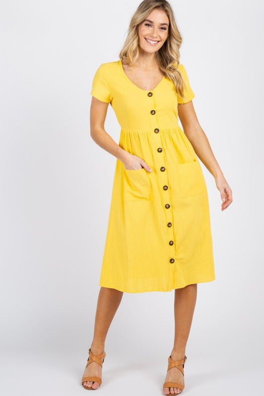 Vestido Largo Holgado Cuello Redondo Manga Corta Color Liso - Image 13